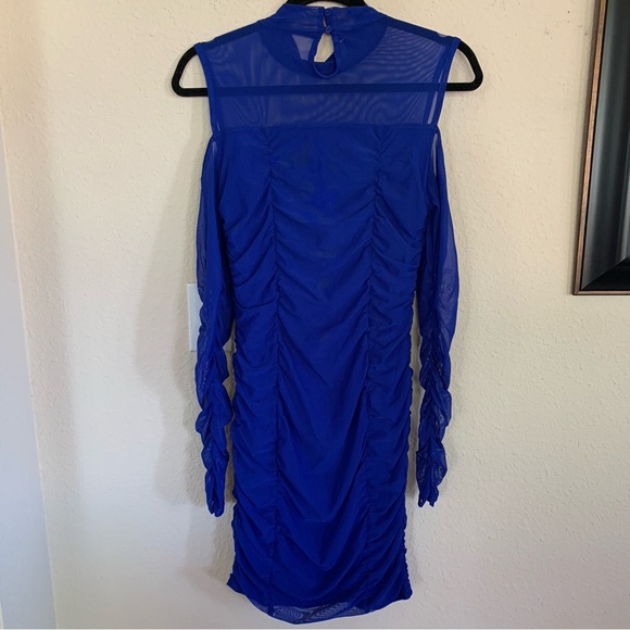 Mesh Cold Shoulder Bodycon Dress - Picture 3 of 16